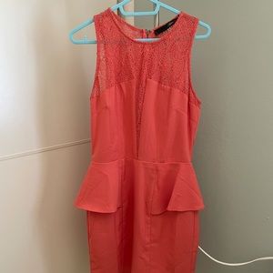 Superlips crochet peplum coral dress